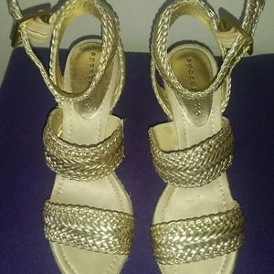 Gold 4 in wedge heels